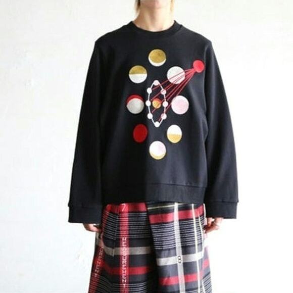 Henrik Vibskov Moon Embroidered Sweatshirt Pullover Relaxed Fit Designer Size S - Picture 2 of 12